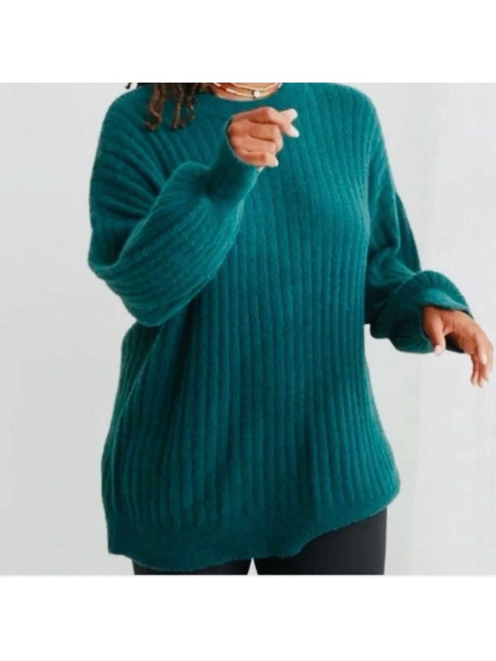 Aerie Buttercream Crewneck Sweater in Chartreuse Emeral Green oversized comfy
